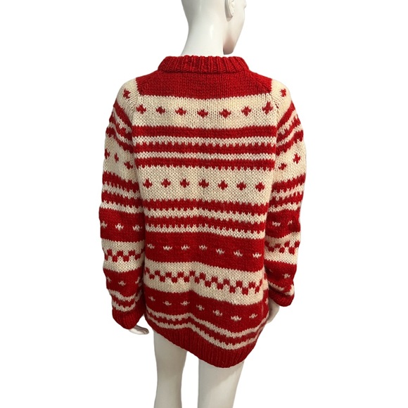 Hand Knit Mock Neck Nordic Pattern Sweater - Picture 2 of 8